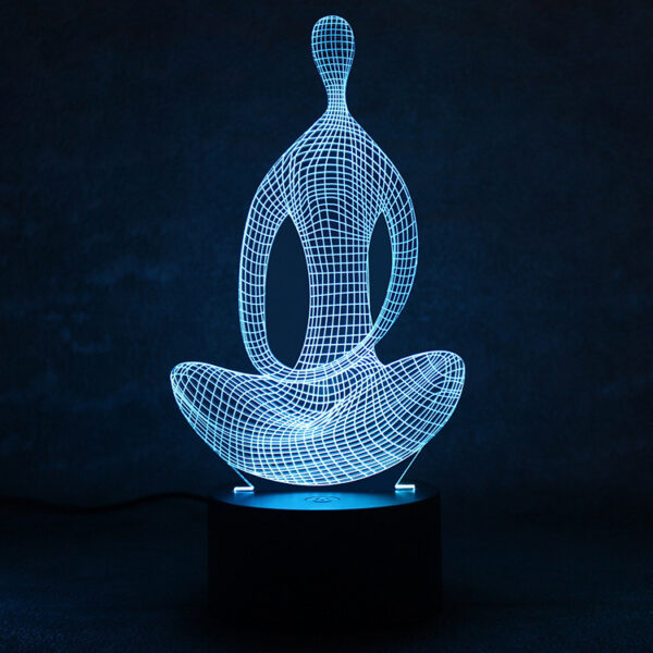 3D 7 Color Changing Yoga LED Meditation Of Acrylic Night Light Bedroom Illusion Lamp Livingroom Bedside Decor - Image 3