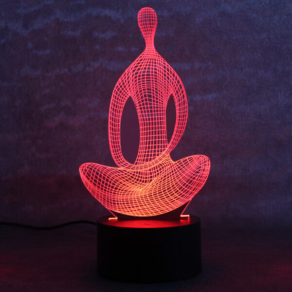 3D 7 Color Changing Yoga LED Meditation Of Acrylic Night Light Bedroom Illusion Lamp Livingroom Bedside Decor - Image 2