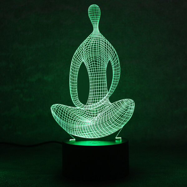 3D 7 Color Changing Yoga LED Meditation Of Acrylic Night Light Bedroom Illusion Lamp Livingroom Bedside Decor - Image 4