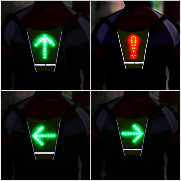 USB Rechargeable Reflective Vest Backpack with LED Turn Signal Light Remote Control Outdoor Sport Safety Bag Gear for Cycling - Image 10