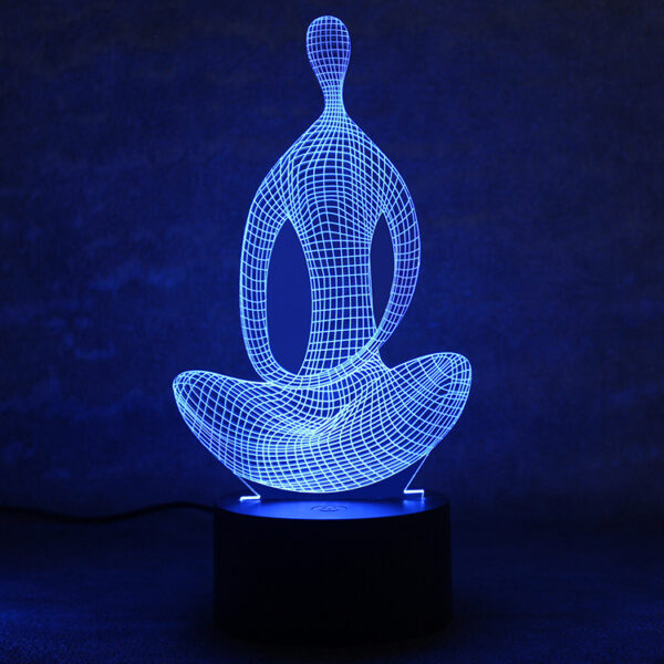 3D 7 Color Changing Yoga LED Meditation Of Acrylic Night Light Bedroom Illusion Lamp Livingroom Bedside Decor - Image 5