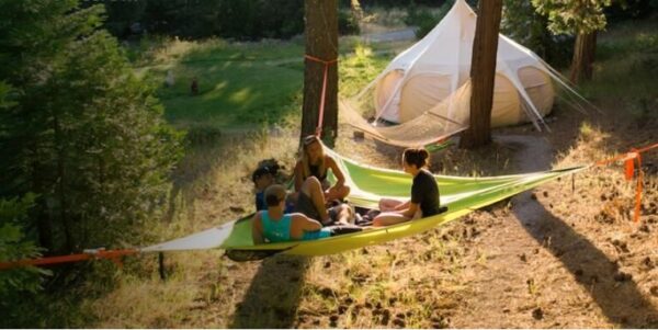 Multi-Person Hammock Three Point Design Portable Hammock Multi-functional Triangle Aerial Mat - Image 6